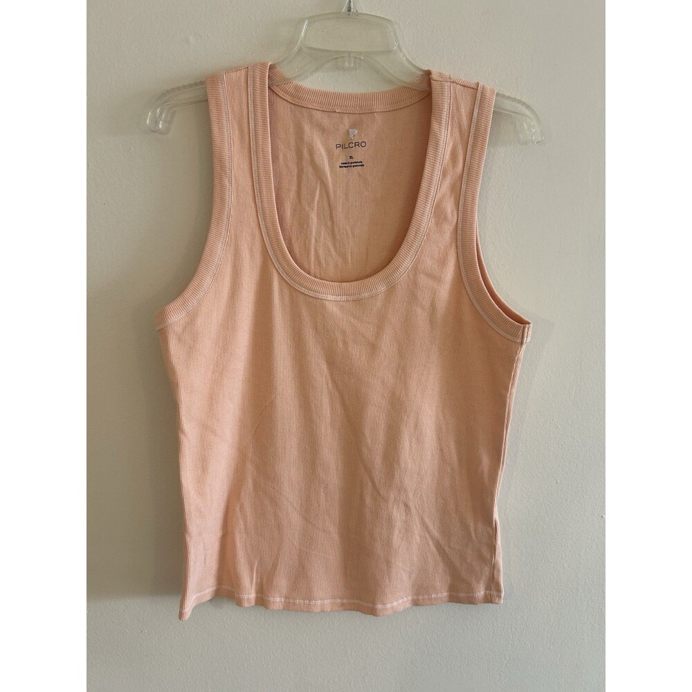 Anthropologie Pilcro Racerback Scoop Neck Tank Ribbed Pink Size XL